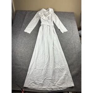 AMBER GARDENIA Women XS white Maxi Wedding Gown Elegant Tie Jacket Old Money SEE